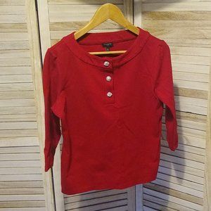 Talbots Top Red with Sparkly buttons, petit